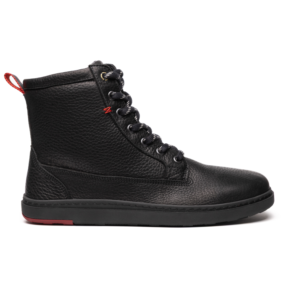 BLUSUN BLSN-080W Winterstiefel Damen, Deep Black, genarbtes Glattleder mit Wollfutter